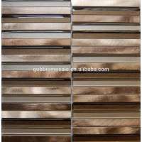 15x198x8mm Long strip Brown mix color brush Aluminum Alloy mosaic tile And Glass Mosaic Tile Wall tile GB-AG003