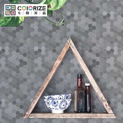 Aluminum composite panel Brushed Hexagon peel stick Mosaic Tile Bathroom Metal Gray Hexagon ACP Self Adhesive Mosaic Wall Tile